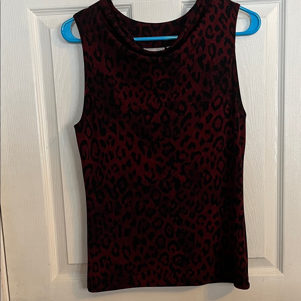 Chico’s Leopard Print Sleeveless Top - Red and Black